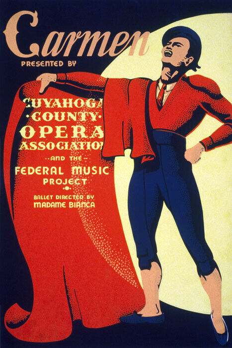 AMERICAN OPERA CARMEN TOREADOR BULLFIGHTER CUYAHOGA COUNTY VINTAGE POSTER REPRO