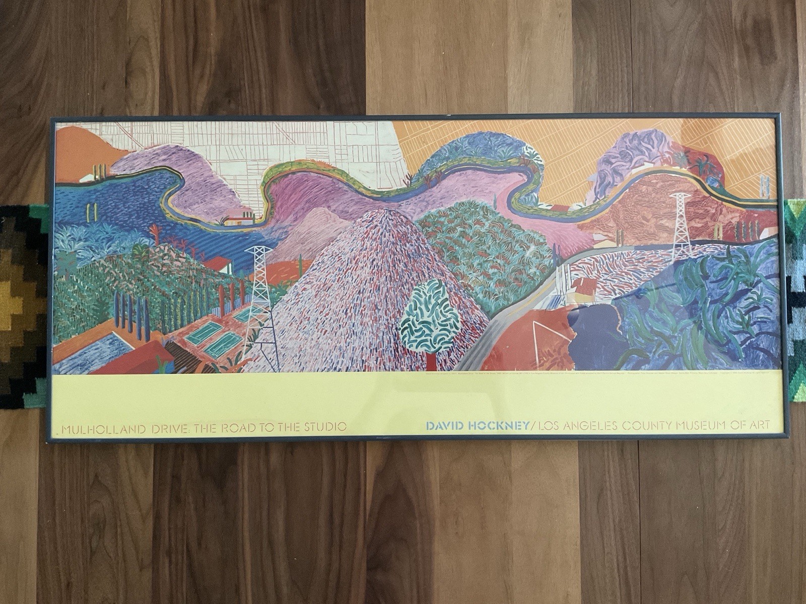 1980 LACMA David Hockney Mulholland Drive: The Road to the Studio Framed Poster