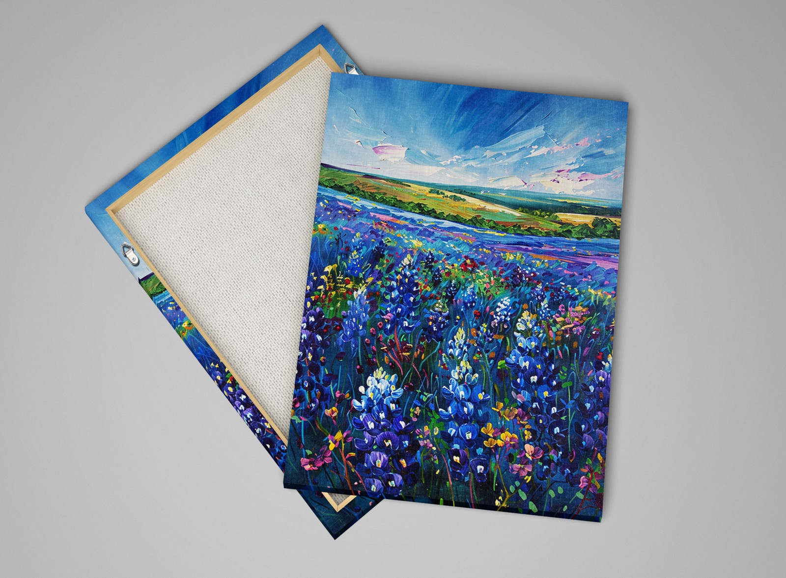 Texas Bluebonnet Canvas Giclee Print Gallery Wrapped Large Living Room Decor