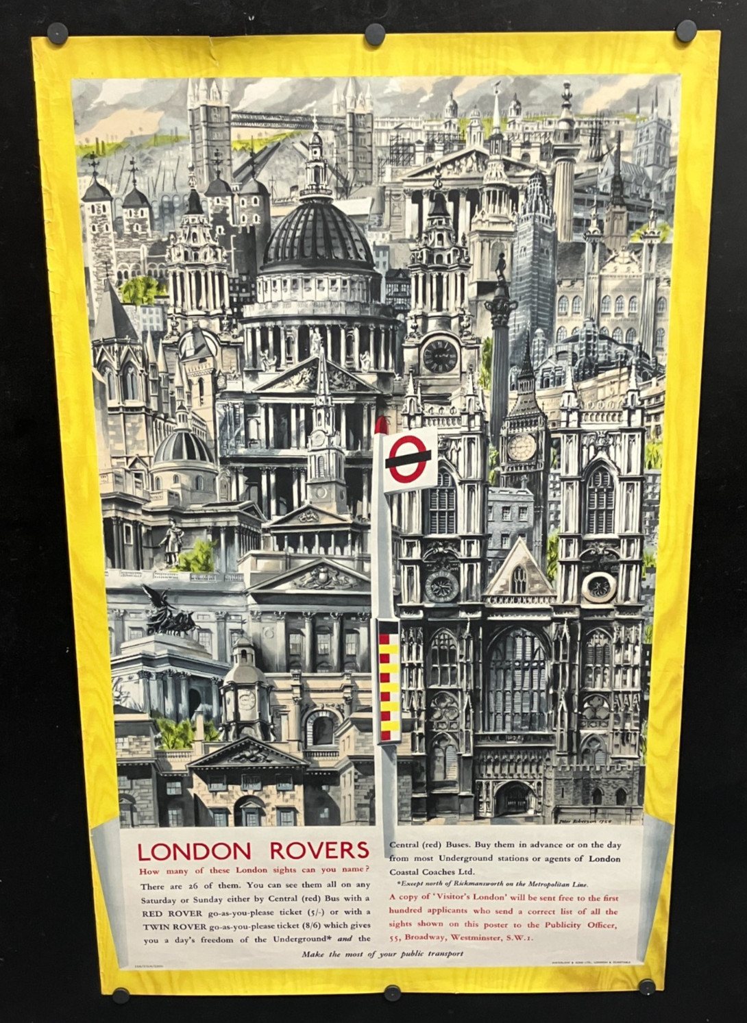 original 1958 London Transport «London Rovers» 25×40 Poster by Peter Roberson