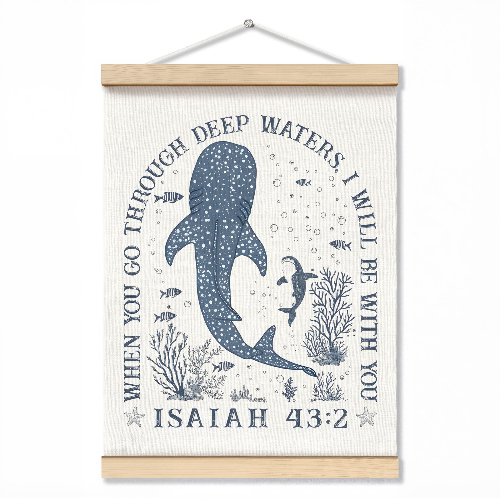 Trendy Whale Shark Christian Wall Decor, When You Go Through Deep Waters I Wi…