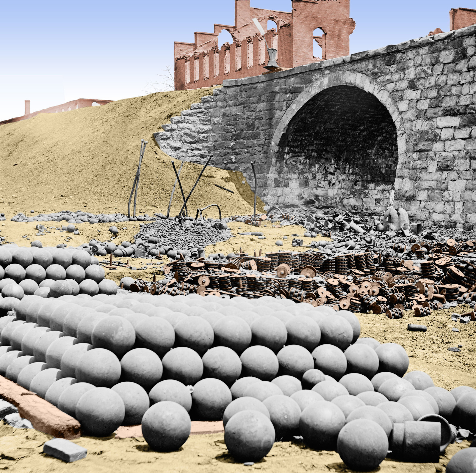Solid Canister Shot Arsenal Grounds Richmond Color Tinted photo Civil War 02740
