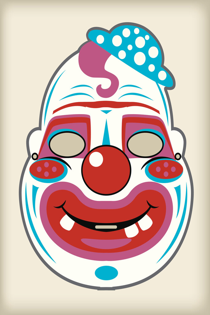 Creepy Clown Vintage Mask Decoration Halloween Costume Cutout Poster 12×18