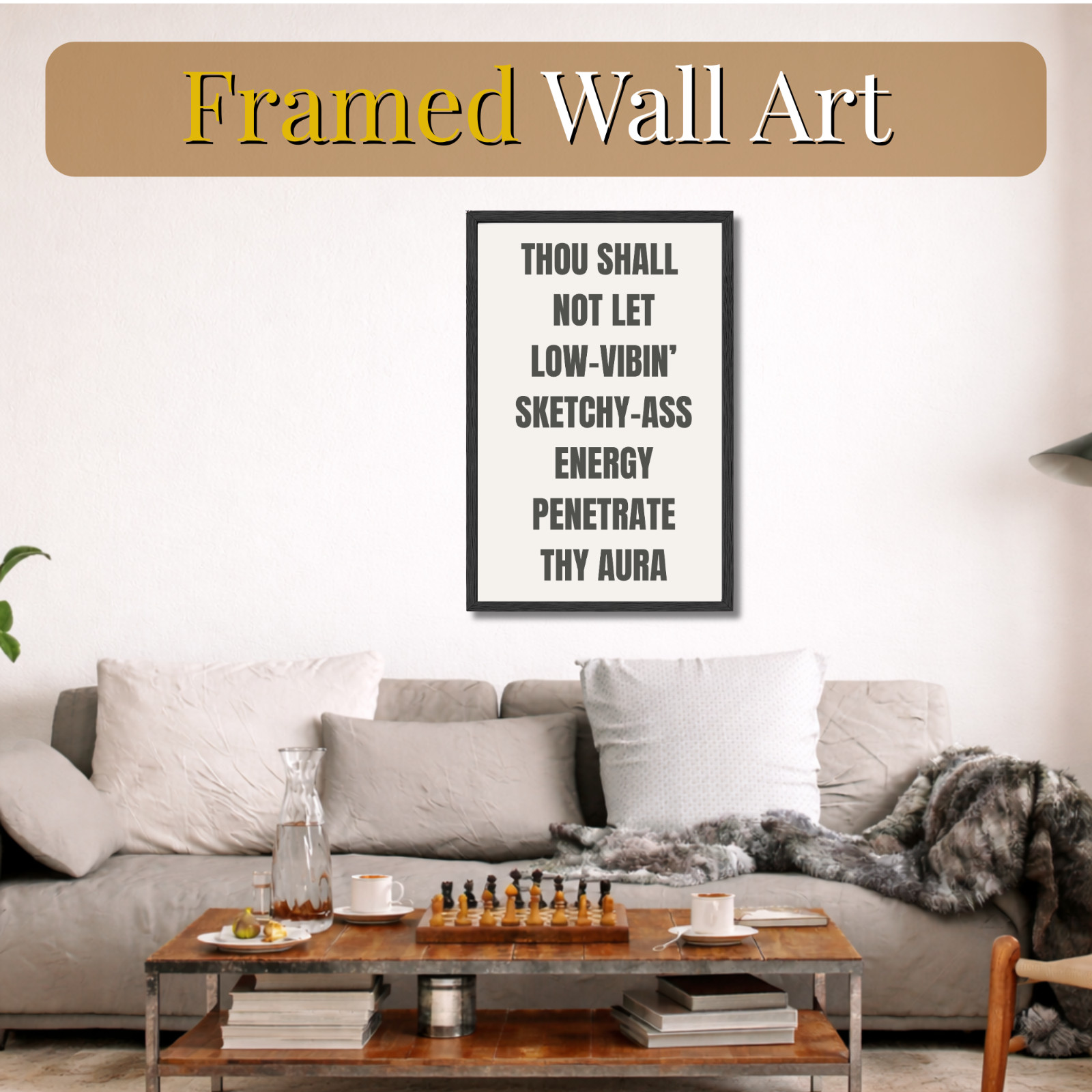 Funny Motivational Wall Art Framed Poster 11×17 Black Office Decor Gift