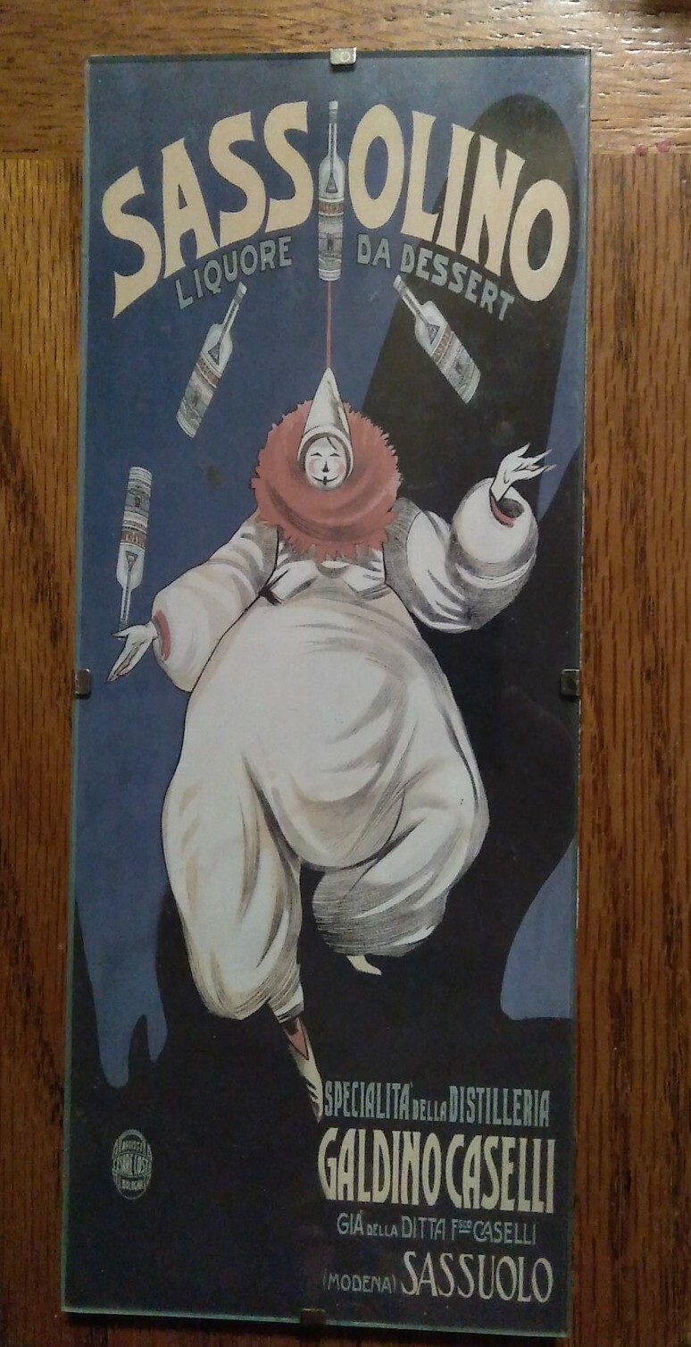SASSOLINO LIQUORE DA DESSERT CLOWN JUGGLER ITALY CAPPIELLO VINTAGE 10×4 picture