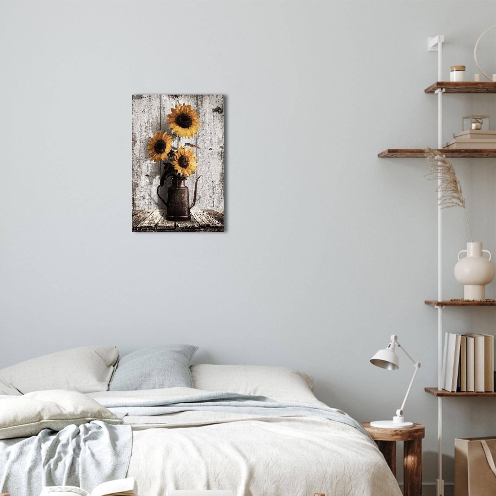 Rustic Sunflower Canvas Wall Art: Vintage 15″L x 10″W, Sunflowers