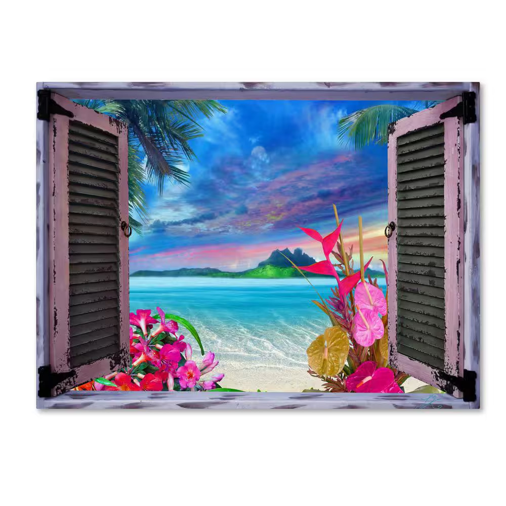 14 In. X 19 In. «Tropical Window to Paradise VII» by Leo Kelly Printed Canvas Wa