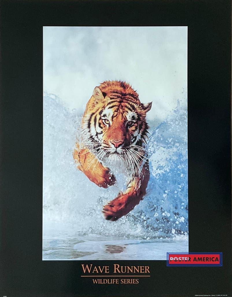 Wildlife Series Wave Runner Vintage Tiger Poster 22 x 28