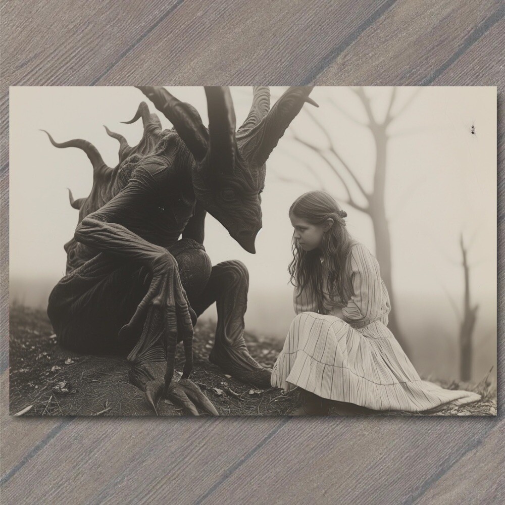 Art Print Girl Monster Weird Creepy Imaginary Friend Nightmare Scary Unusual Pet