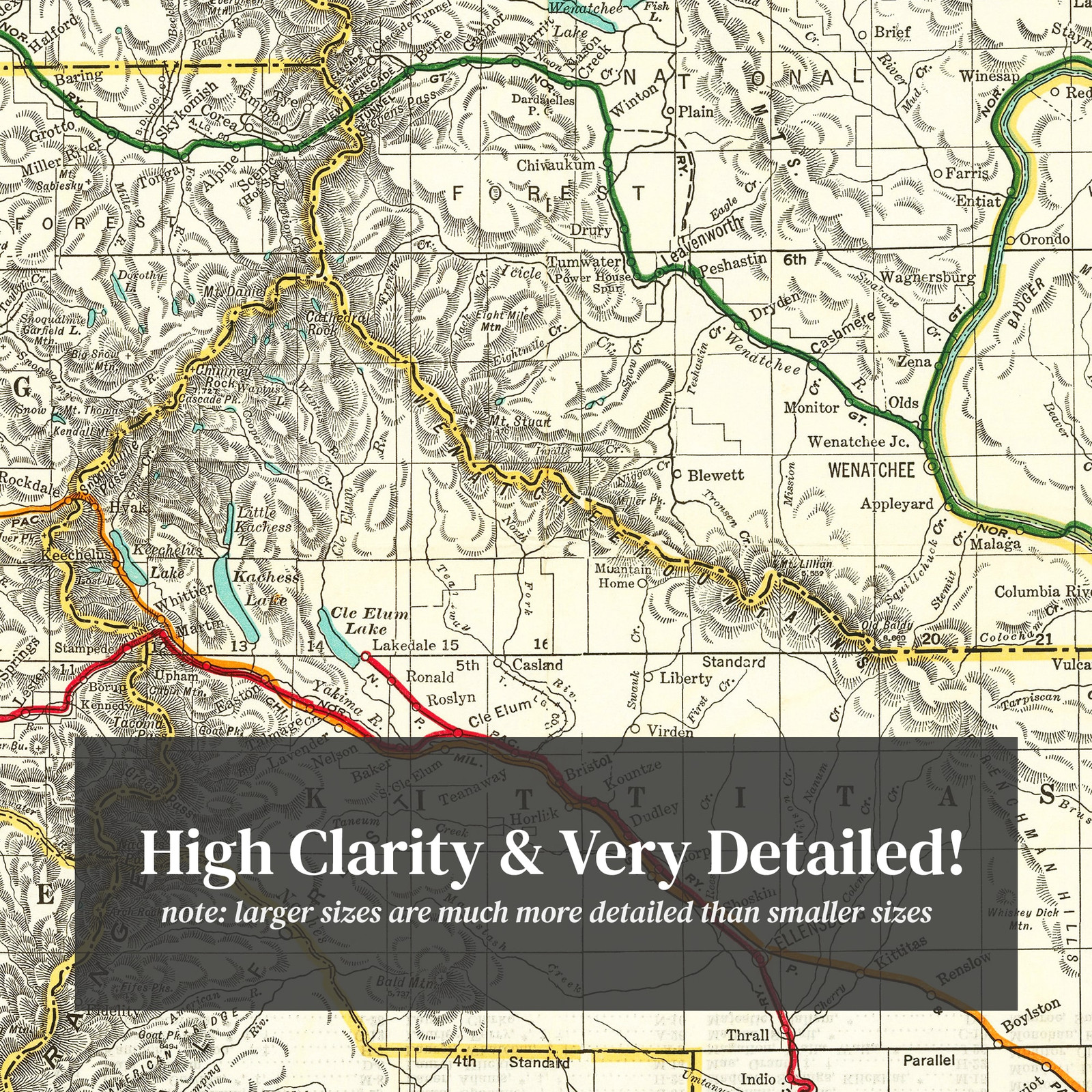 Old Map of Washington 1928 – Vintage Washington Art