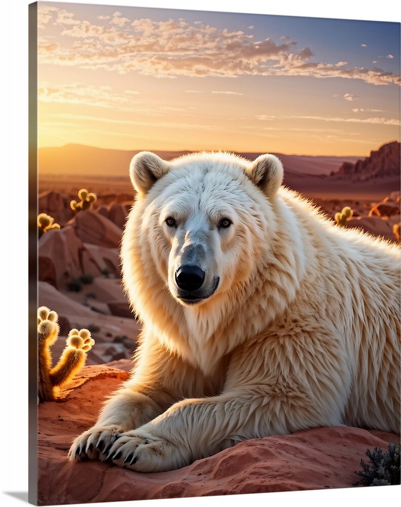 Polar Bear Iceland Winter art Canvas Wrap up to 40×40 wild animal