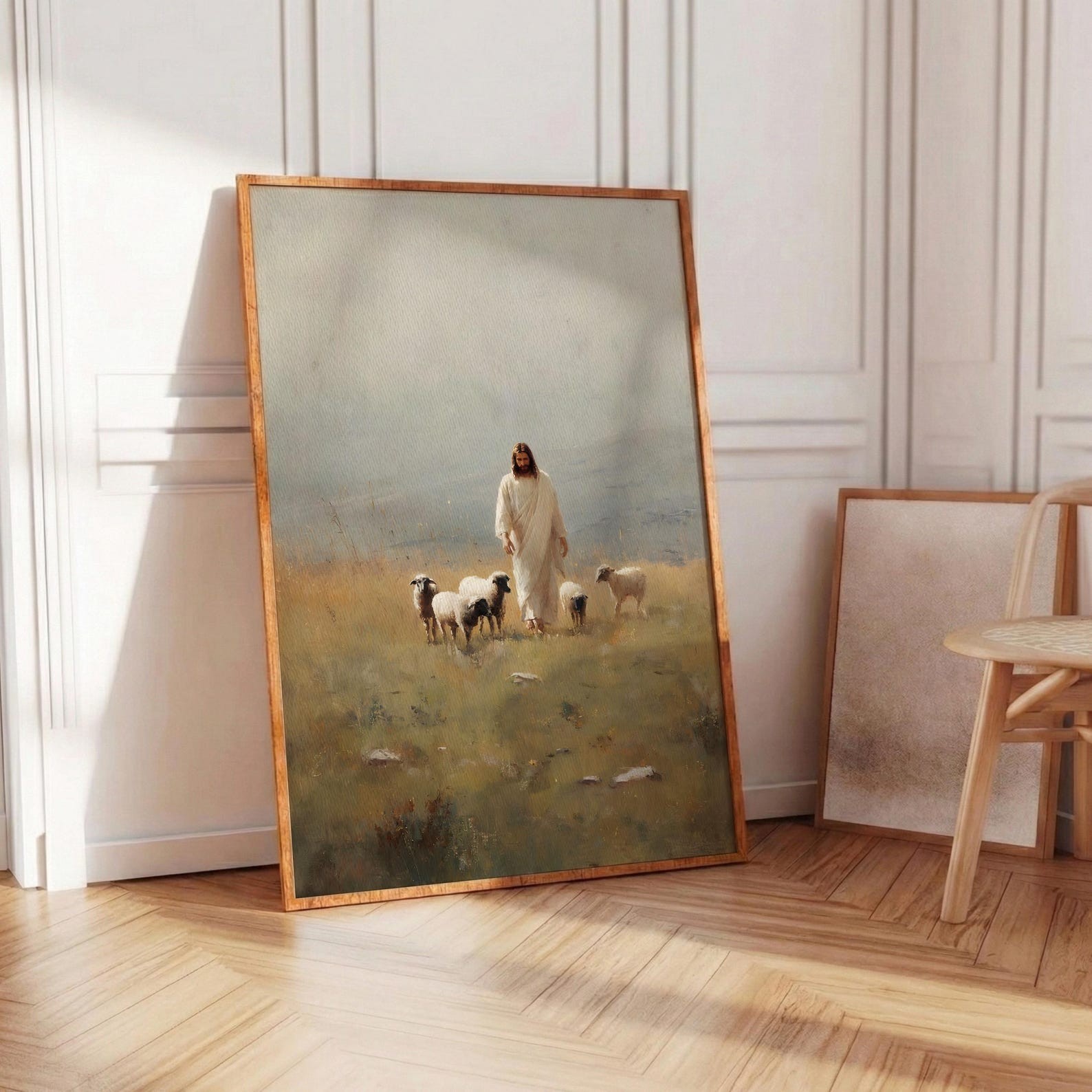 Jesus Leaving The 99 Print, Artful Good Shepherd Wall Art, Lost Sheep Parable