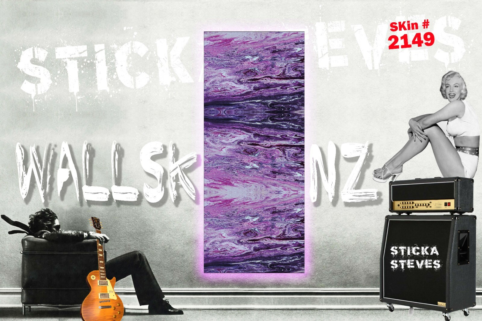Wall Art Guitar Display Décor -Blueberry Cheesecake Swirl 2149