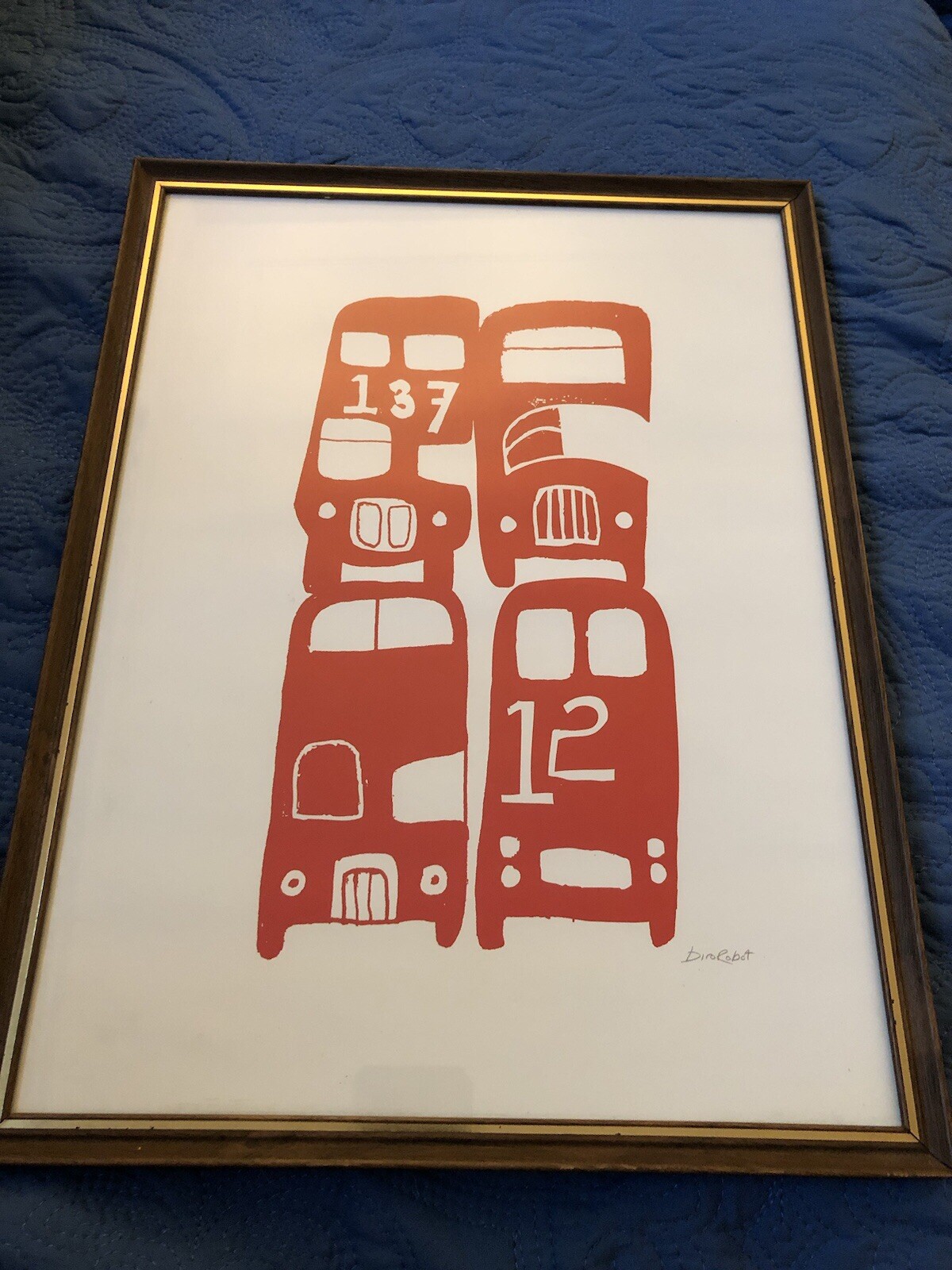 IKEA BILD POSTER RED BIRO ROBOT SIGNED DOUBLE DECKER BUSES KIDS ROOM ART MODERN