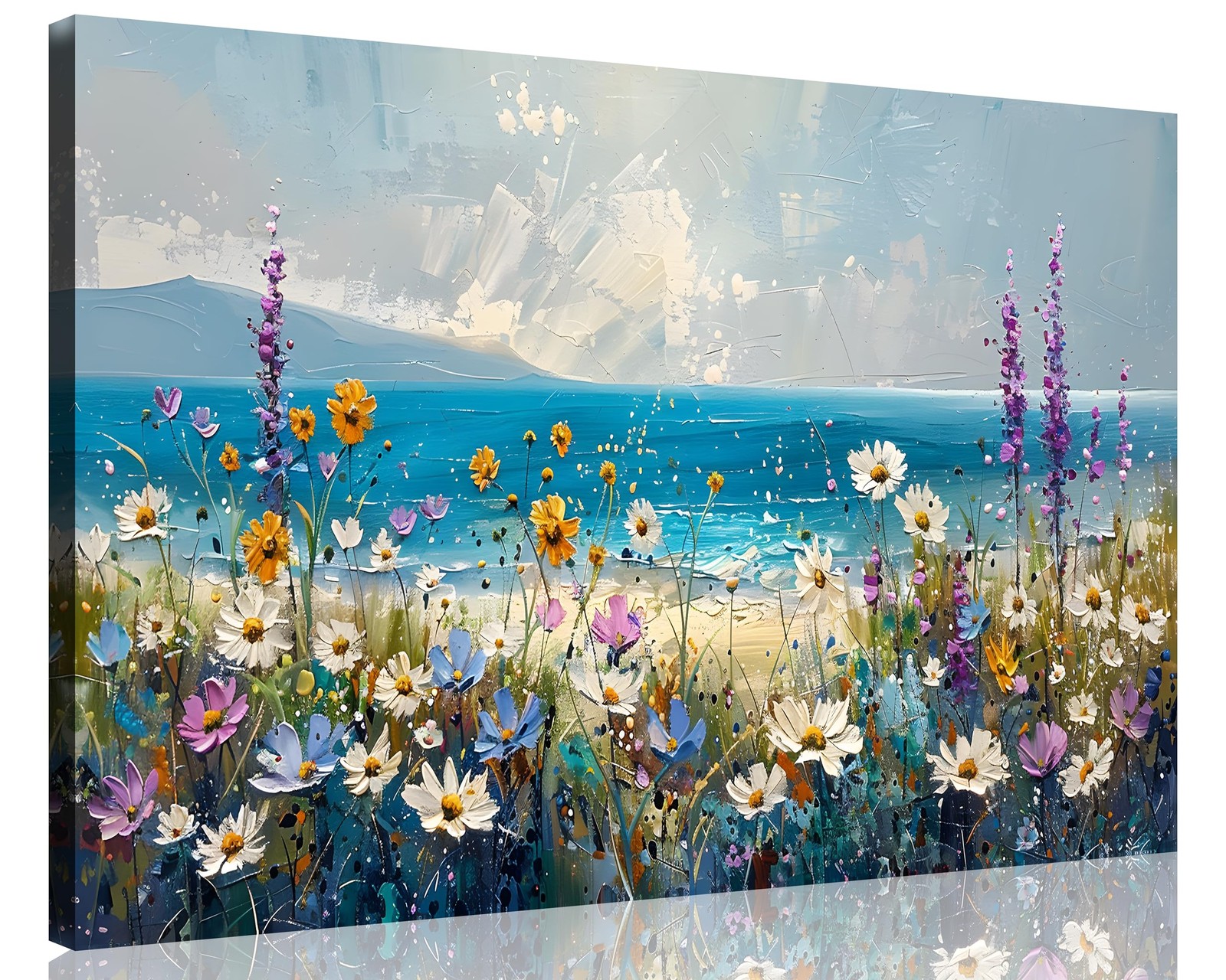 1 Pcs Boho Beach Coastal Vintage Floral Wall Picture Rustic Wildflower Field …