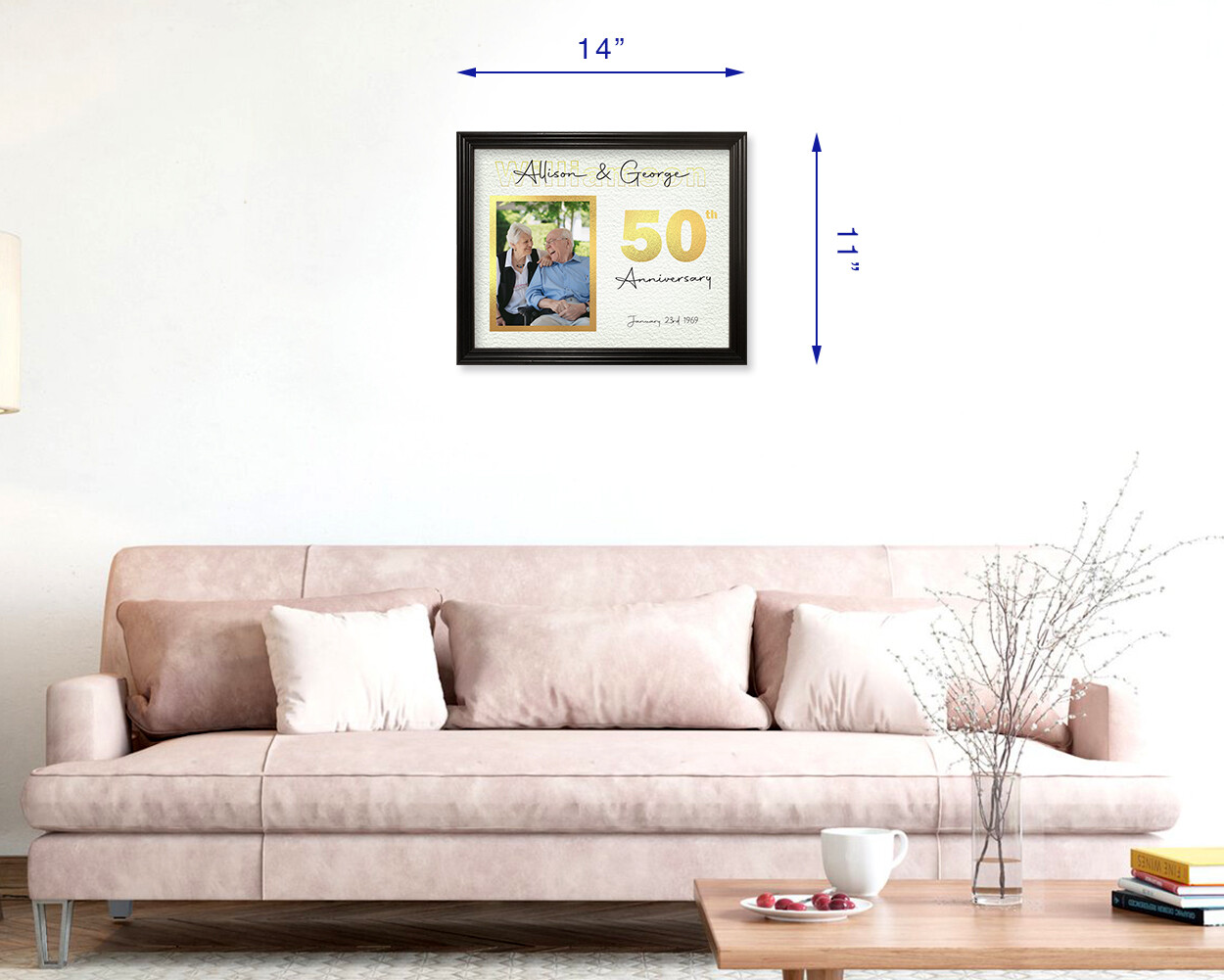 50th Anniversary Gift, Golden Anniversary, Personalized 11×14 Framed Print