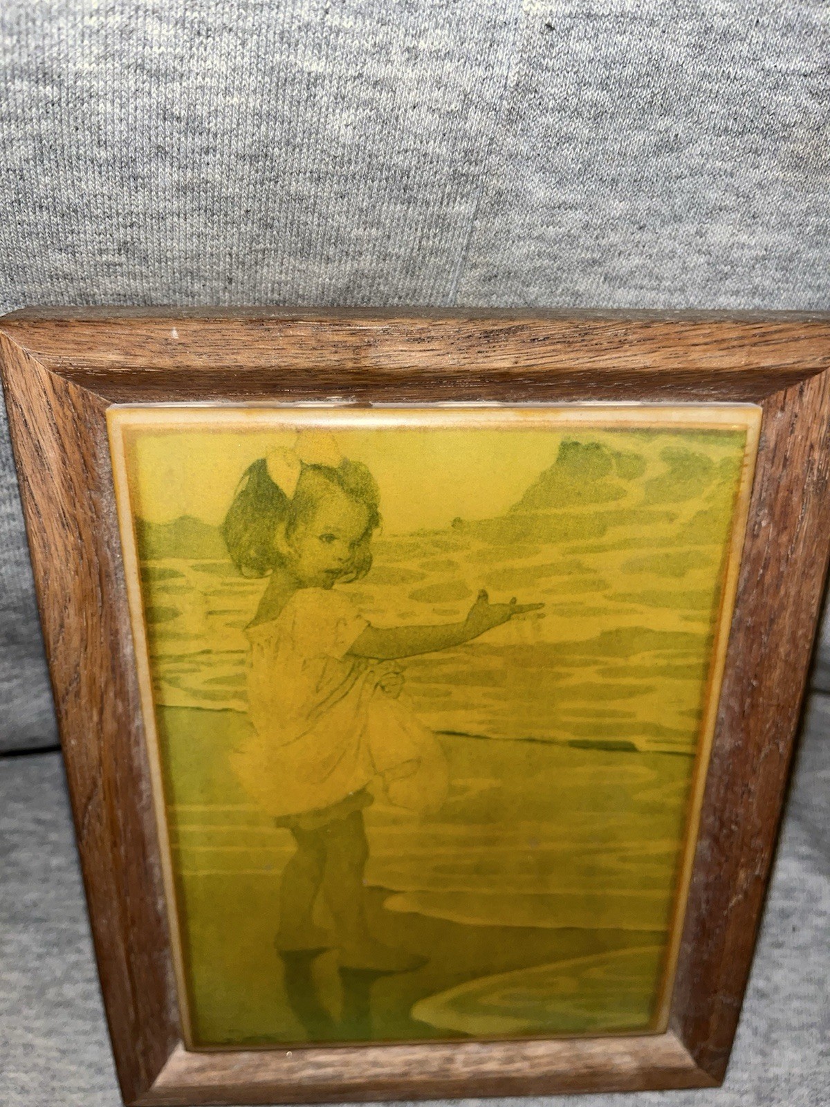 Jessie Willcox Smith Ceramic Tile Art Framed Little Drop of Water VINTAGE