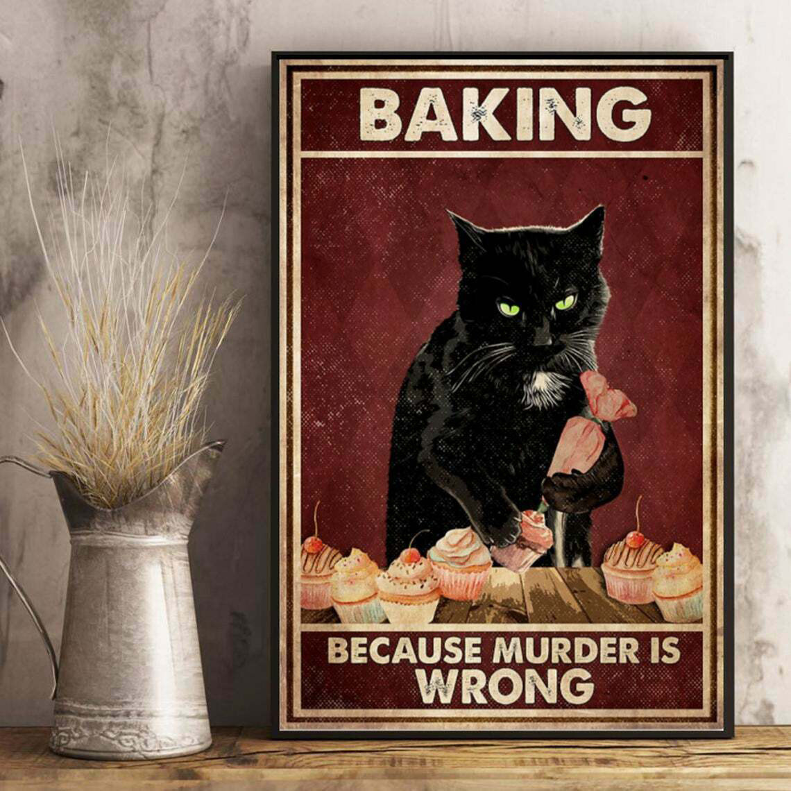 Baking Because Murder Is Wrong Black Cat Chef Poster