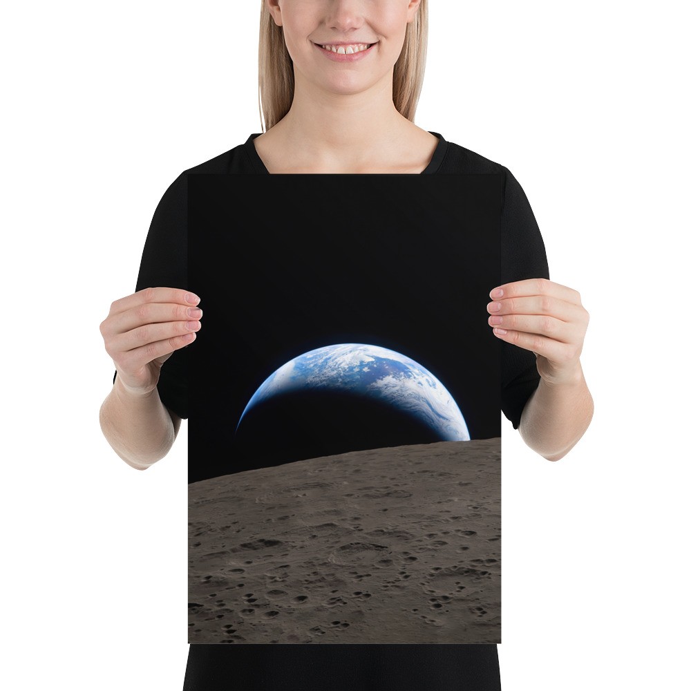 NASA Artemis 2 Lunar Flyby: Earthset (Hi-Res) — space photo poster, science art