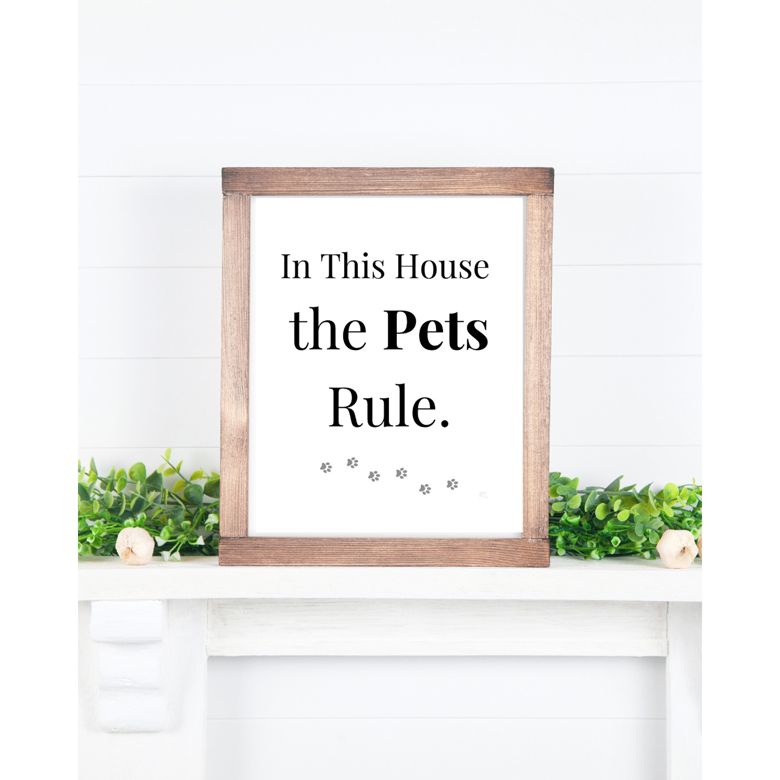 In This House The Pets Rule Wall Art Print Cat Lover Decor 8×10 UNFRAMED