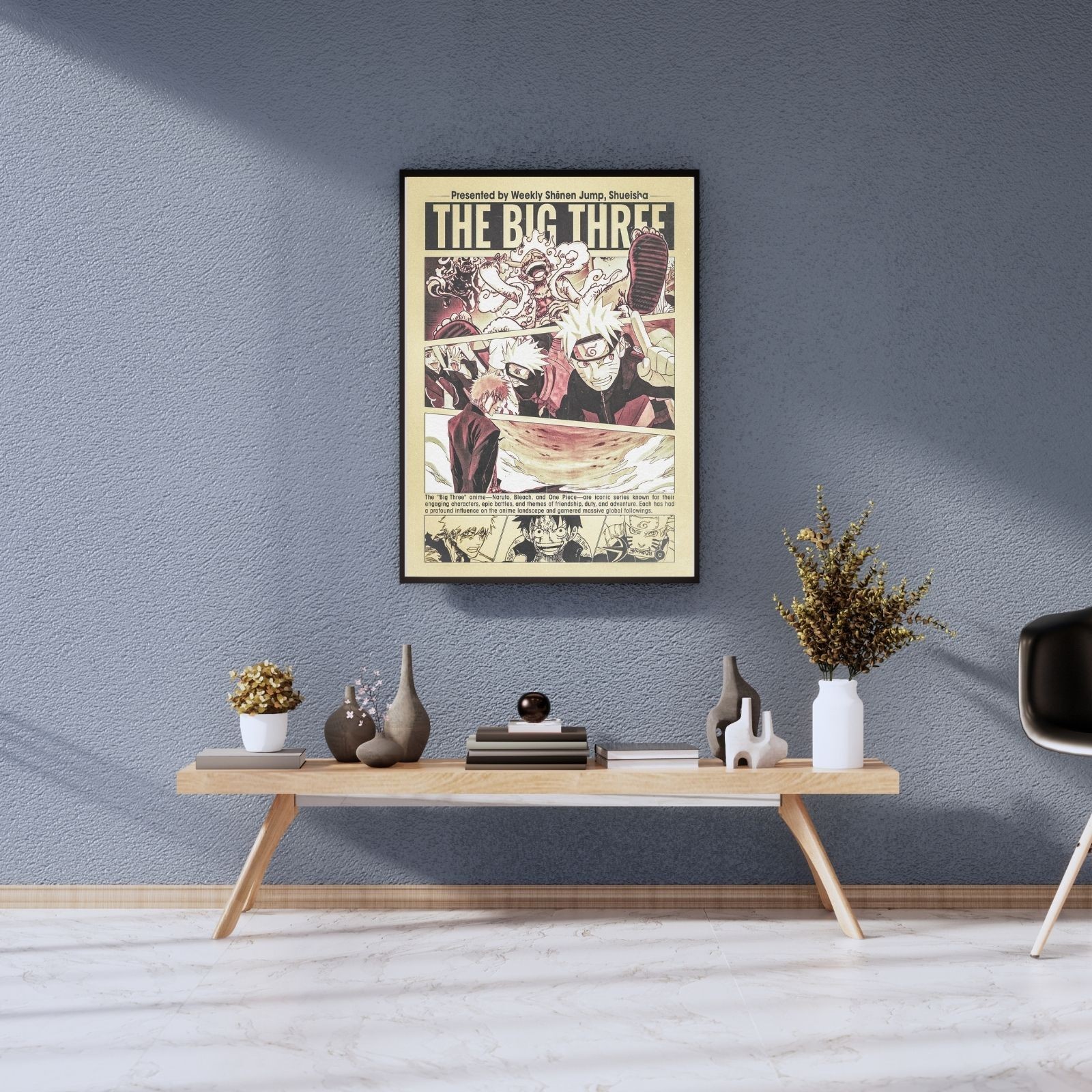 Naruto One Piece Bleach Poster, Anime Wall Art Print, Japanese Manga Room Decor