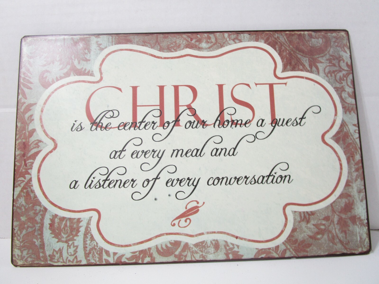Christ is the Center of Our Home Metal Sign Quote Print Religious Bible Poster