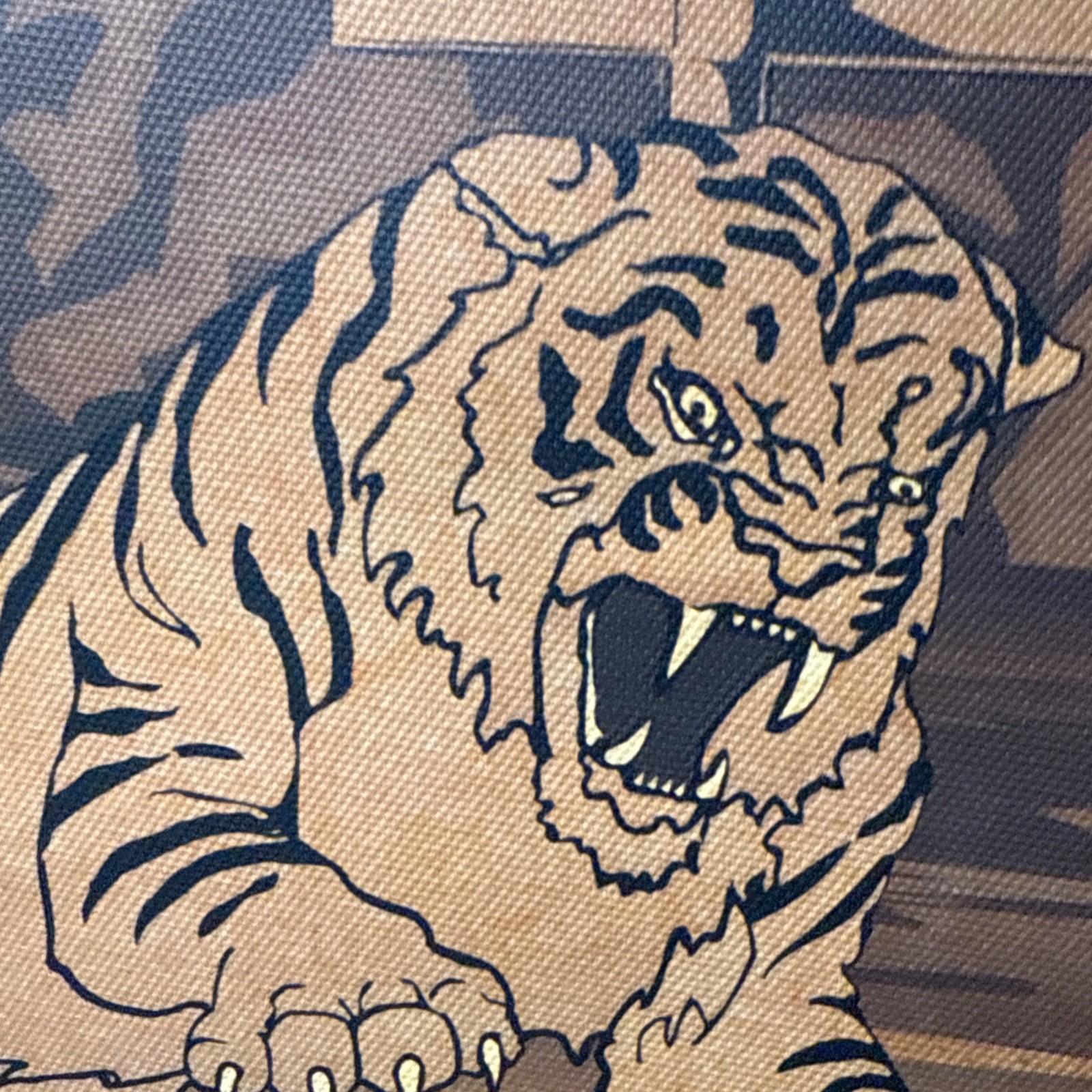 Samurai Warrior vs Tiger Canvas Wall Art Scroll Japan Retro Poster 16×35 Hanging