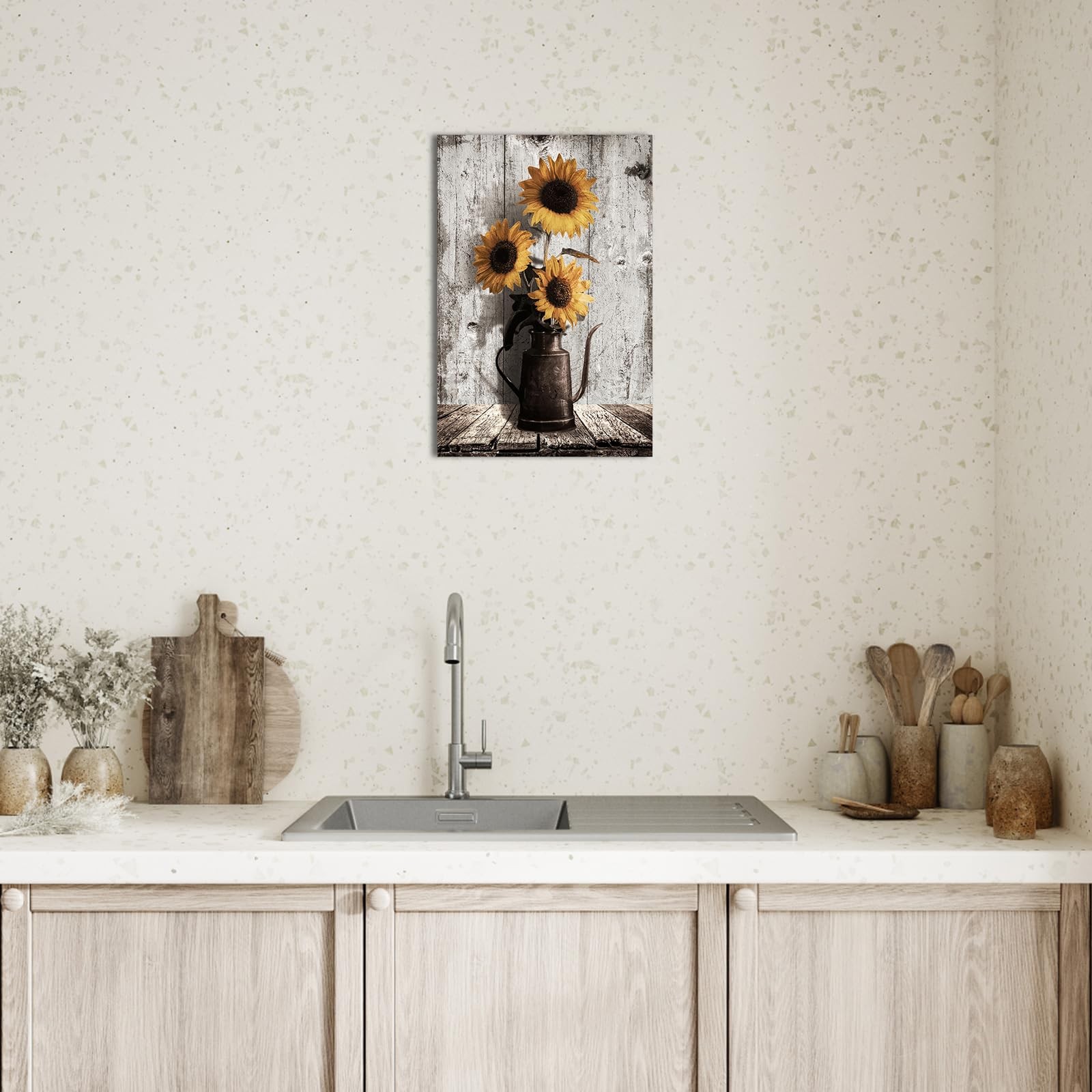 Rustic Sunflower Canvas Wall Art: Vintage 15″L x 10″W, Sunflowers