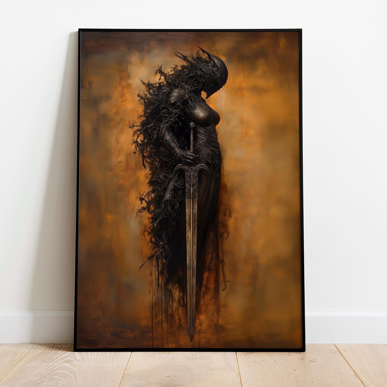 Valkyrie No Mercy Final Watch Dark Fantasy Norse Warrior Goddess Black. Unframed