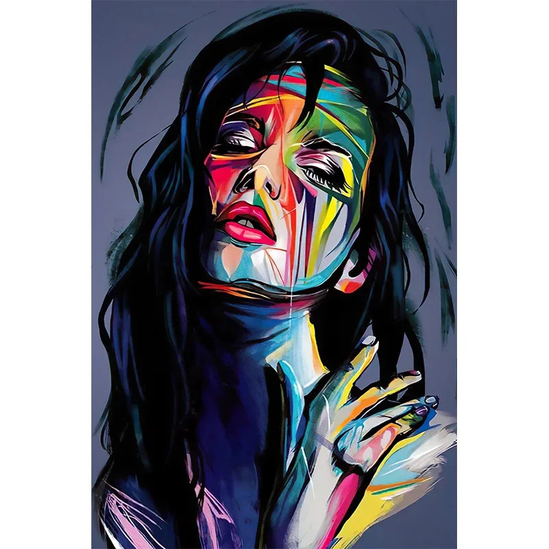 Abstract Woman Face Wall Art Canvas Painting Graffiti Posters and Prints Picture