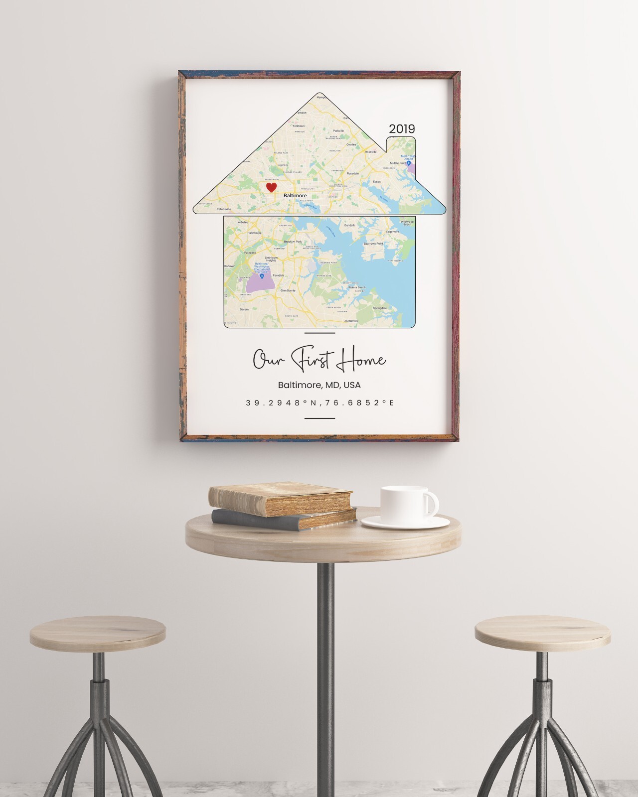 Personalized custom Housewarming map gift, Minimalist map print First Home Gift