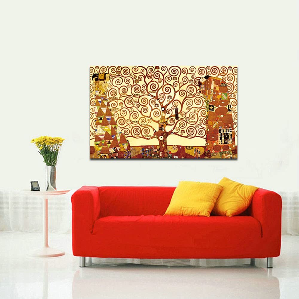 Wieco Art Tree of Life Large Canvas Prints Wall by 36″L x 24″W, Gold