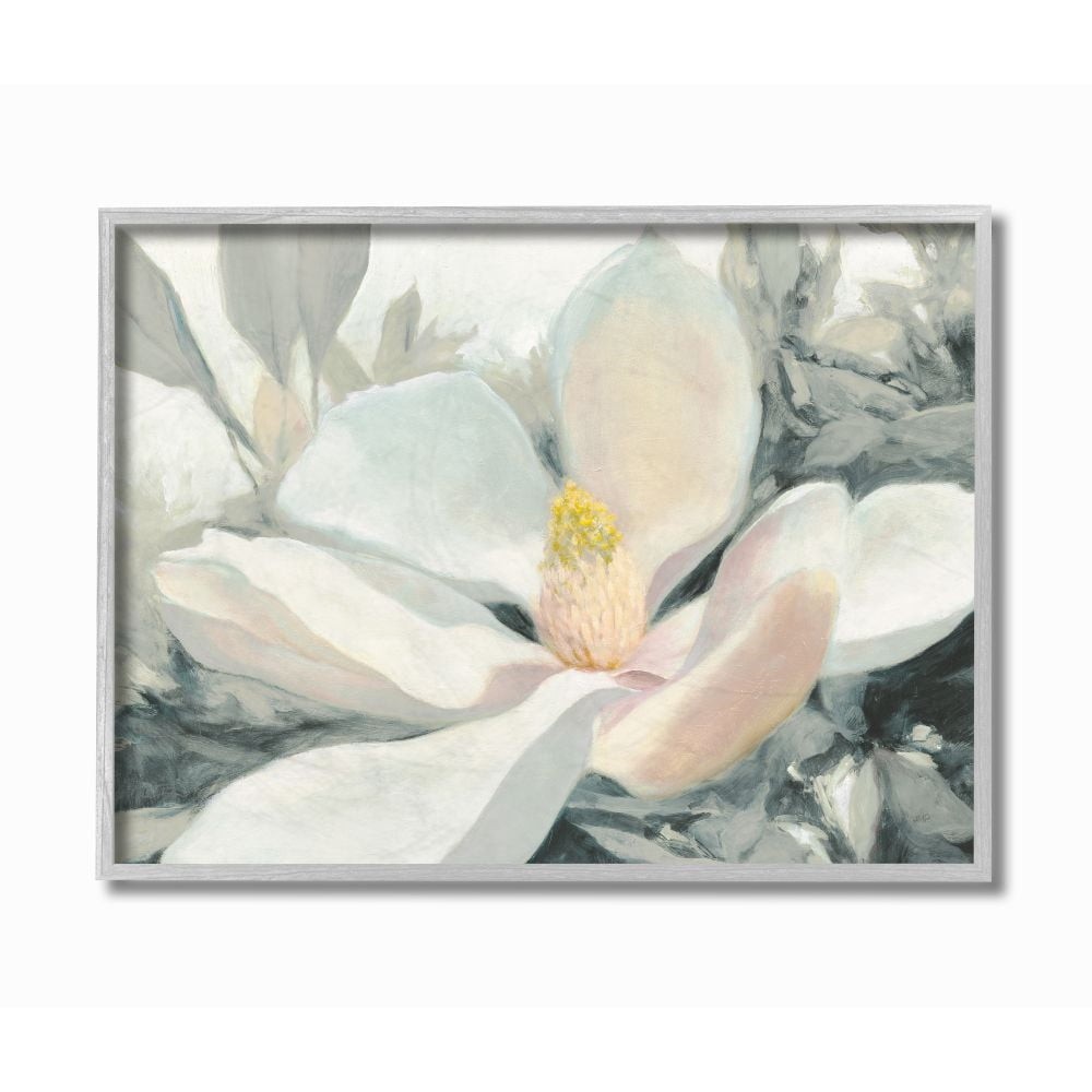 Industries Beautiful Large Flower Grey Green Painting Gray Farmhouse Rustic