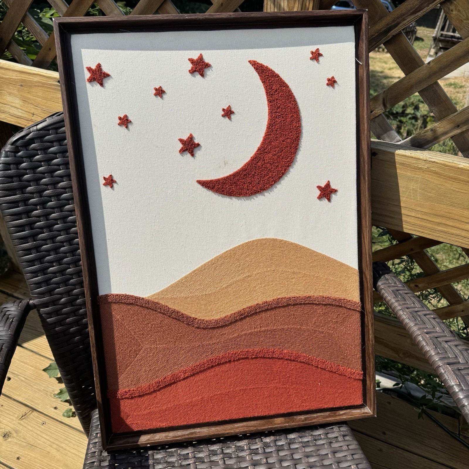 Textured Fabric Moon and Stars Lanscape Wall Art