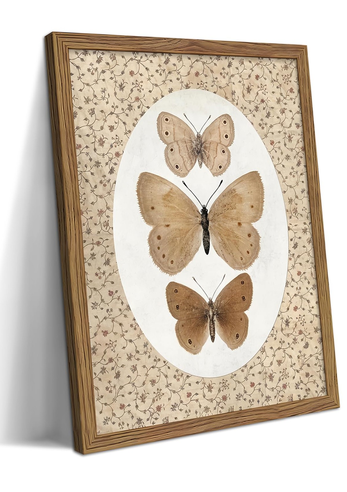 Framed Butterfly Wall Art, Vintage Moth Canvas Wall Decor, Dark Moody Butterf…