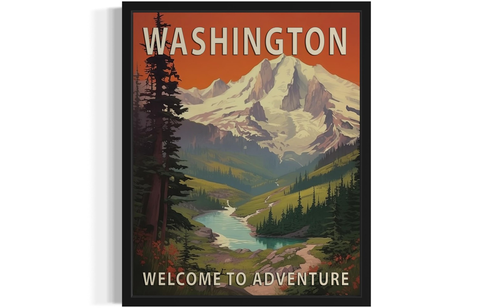 Washington State Scenery Unframed Poster Art Print, 10″L x 8″W,