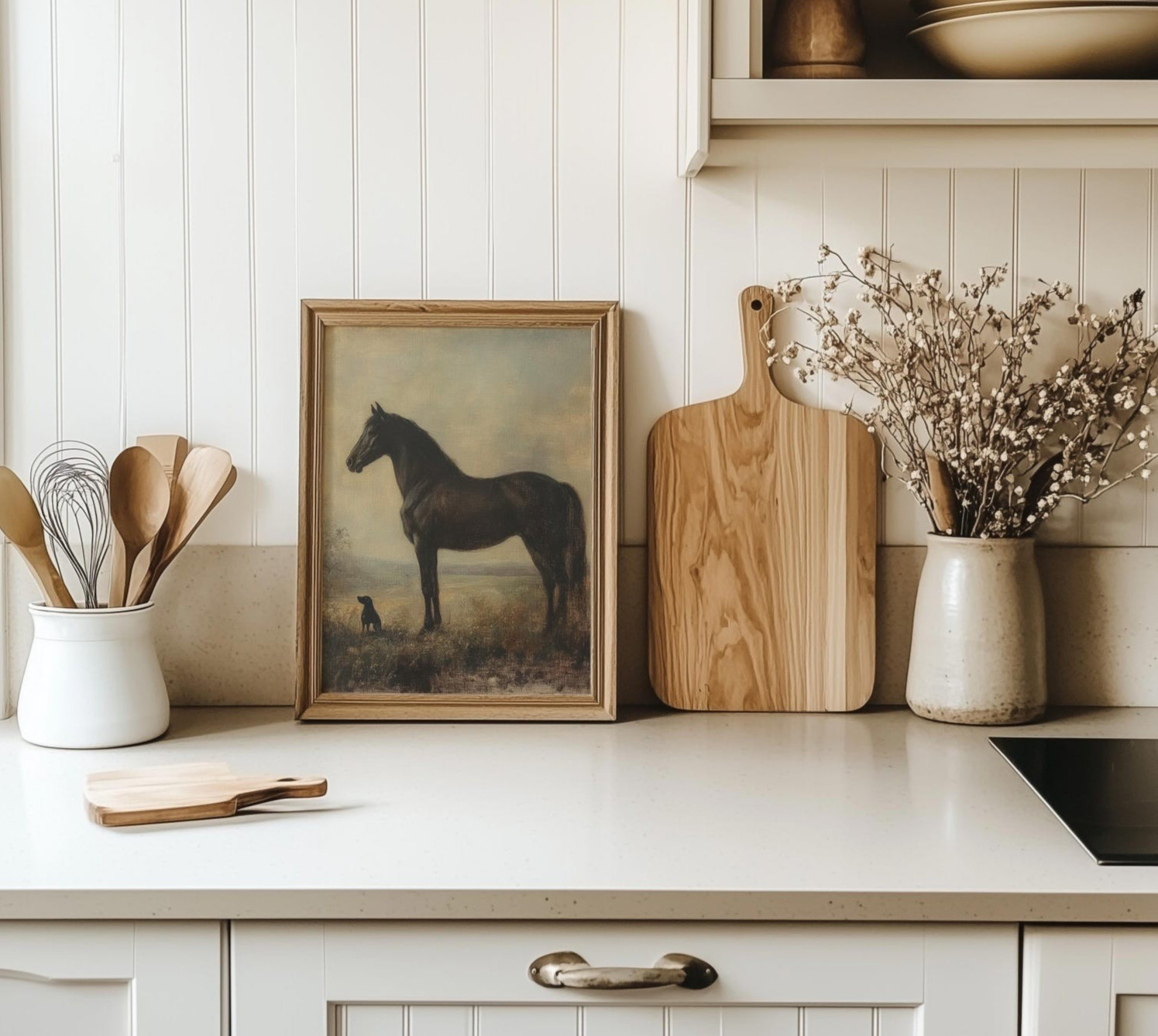 Vintage Horse and Dog Poster | Rustic Equestrian Wall Art | Farmhouse Print