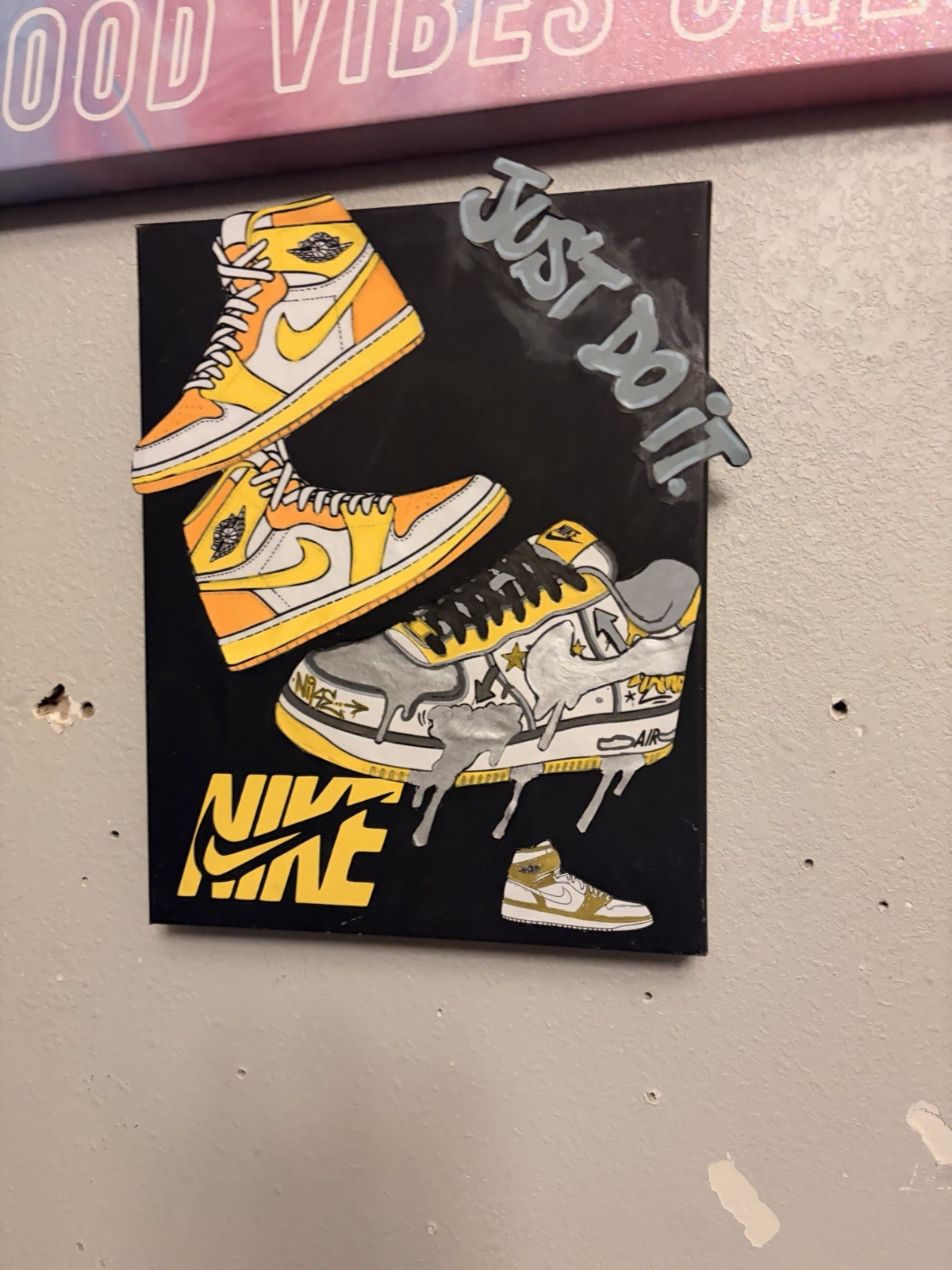 Nike AIR JORDAN 1 DIOR Shoe Canvas Sneaker Wall Art Display 20×28