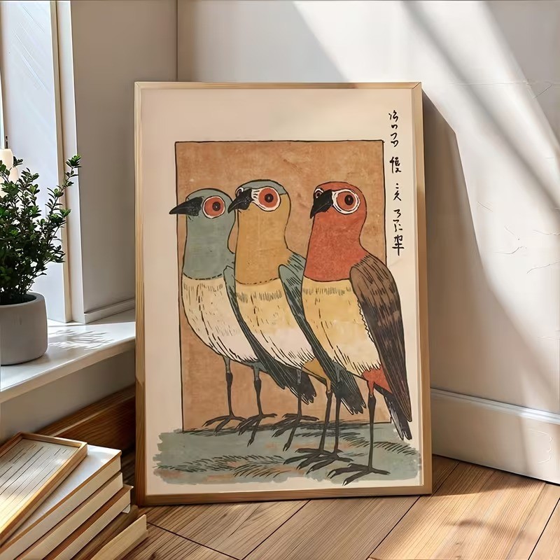 Japanese Ukiyo-e Bird Art Print Poster Vintage Nature Illustration Wall Decor