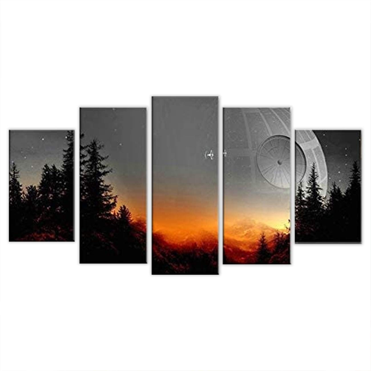 Modular Canvas Pictures Wall Art Framed 5 Pieces Death Star Tree Painting Liv…