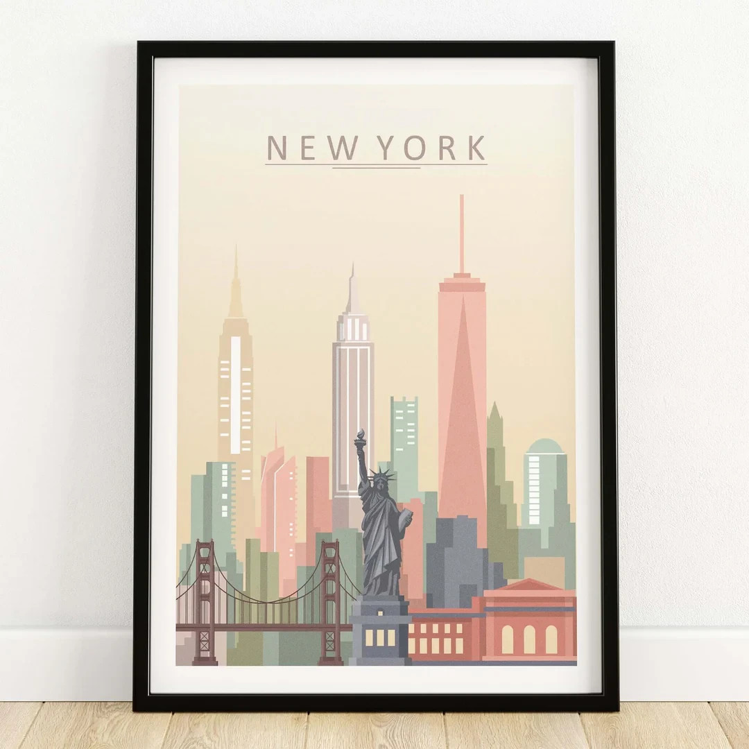 New York City Skyline, Iconic City Views, Travel Wall Art No Frame