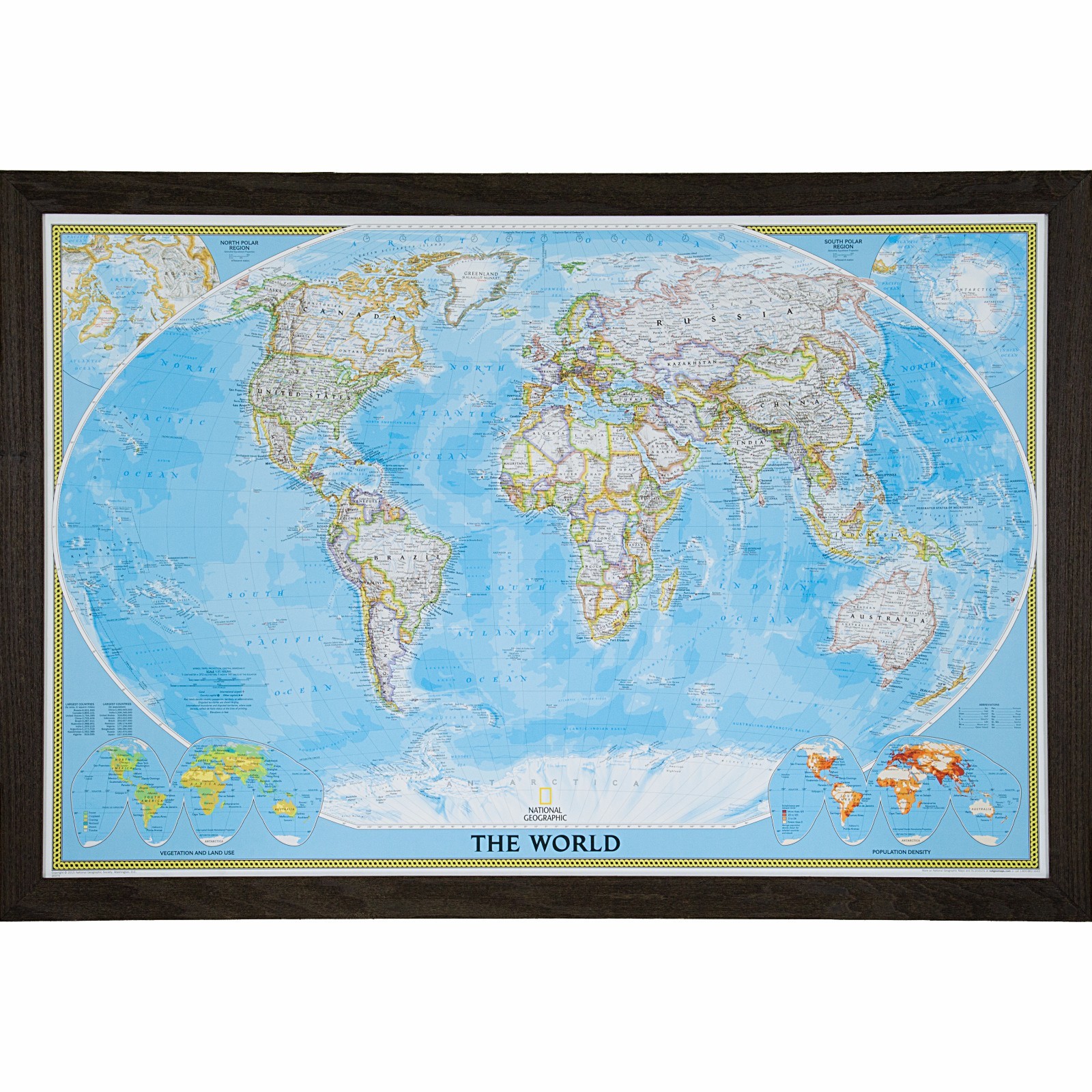 Craig Frames Classic World Push Pin Travel Map with Pins – 24 x 36
