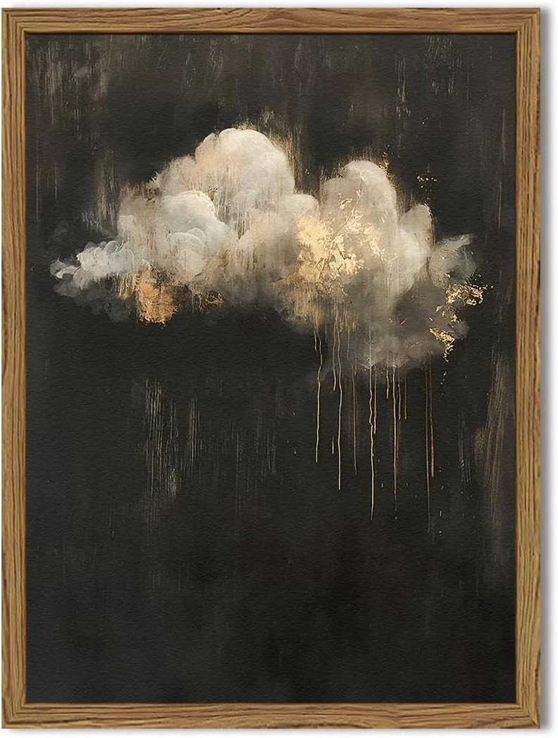 Dark Moody Cloud Wall Art, Vintage Cloud Rain Wall Decor Paintings… 12×16 inch