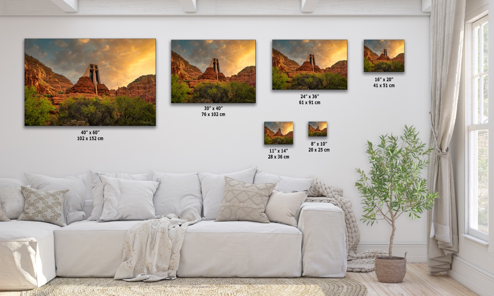 Sedona Arizona Desert Picture, Chapel Holy Cross Southwestern Canvas Wall Art