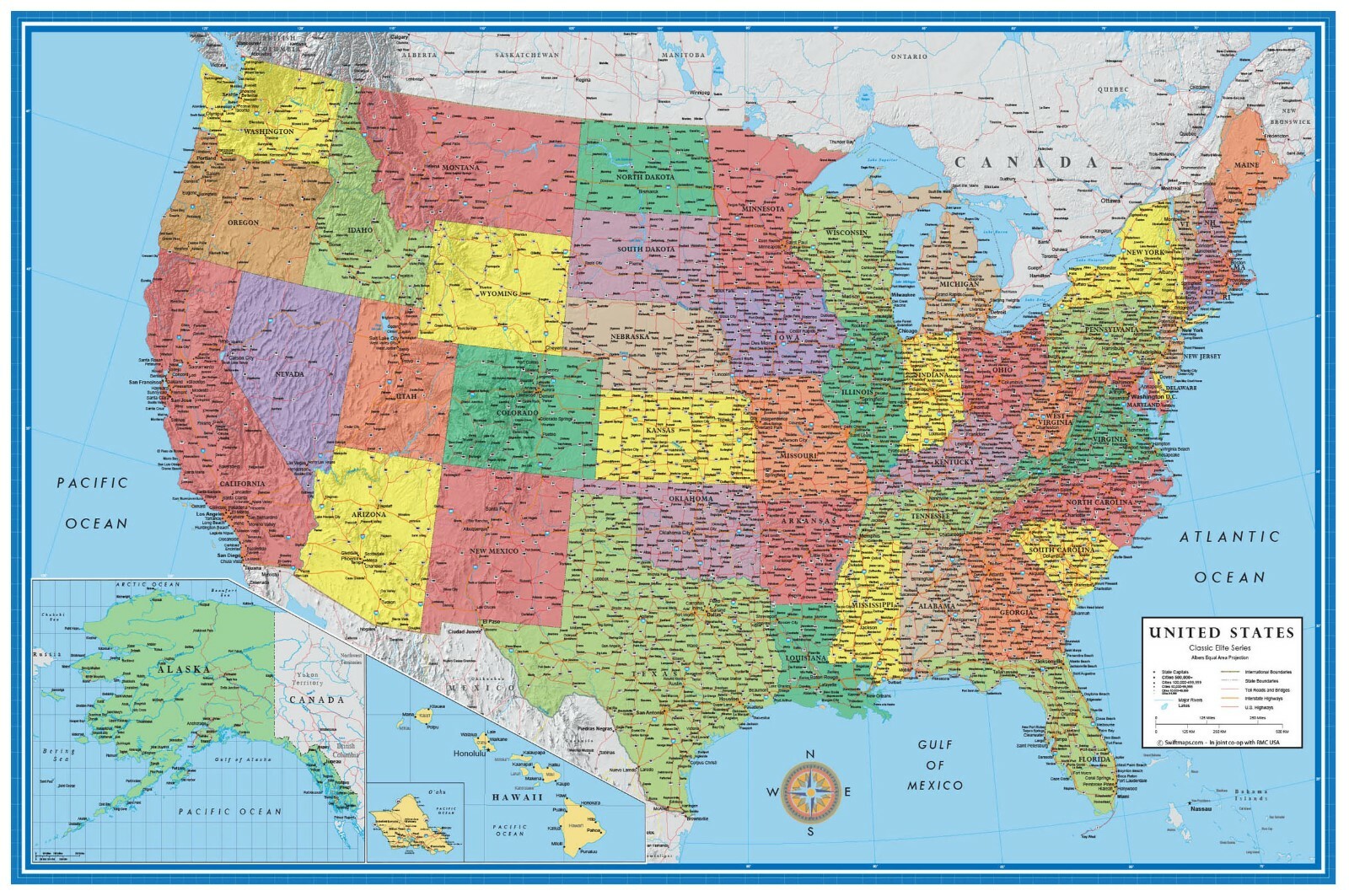 Swiftmaps HUGE 48×78 United States-USA-US Mega Wall Map Wall Mural