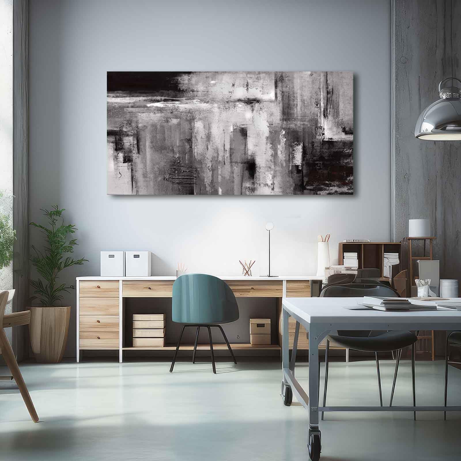 XIANSHOU Black Abstract Wall Art Living Room Decor Painting 29x 58 White Abstrac