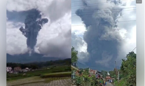 Captan espectacular erupción del volcán Merapi en Indonesia