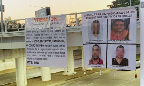 Aparecen mantas firmadas por “IAG” en diversos puntos de Culiacán