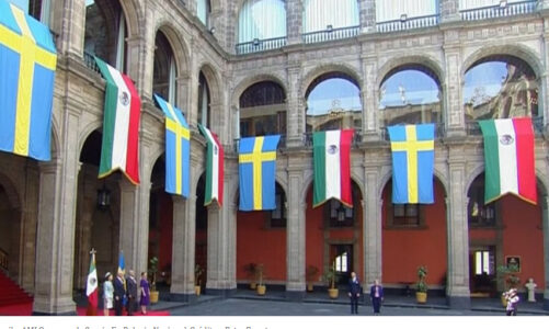 Recibe AMLO a reyes de Suecia en Palacio Nacional