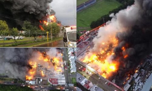 Terrible incendio consume fábrica en Tlaquepaque, Jalisco